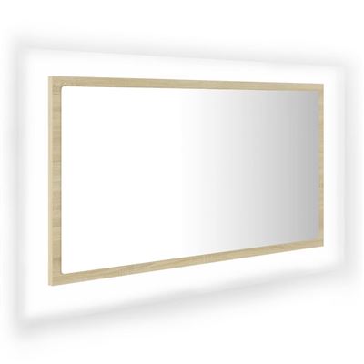 Vidaxl Marrón Espejo De Baño Con Led Aglomerado Roble Sonoma 80X8,5X37cm
