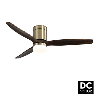 Ventilador De Techo Fabrilamp Led Aguilón Regulable Con Mando A Distancia 20w 3cct 2450lm Ip20 Cuero Y Roble