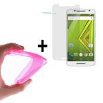 WoowCase | Funda Gel Flexible para [ Motorola Moto G4 ] [ +1 Protector Cristal Vidrio Templado ] Ultra Resistente contra Arañazos y Golpes Dureza 9H, PACK Carcasa Case Silicona TPU Suave Rosa