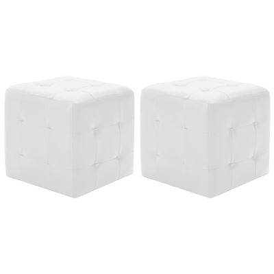 Vidaxl Blanco Puf 2 Unidades Cuero Sintético 30X30x30 Cm