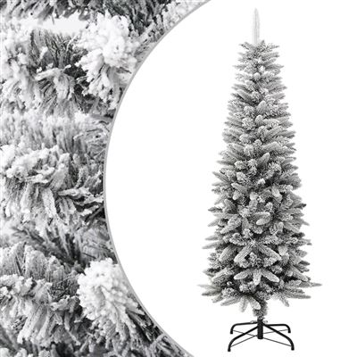 Árbol de Navidad artificial estrecho con nieve vidaXL PVC y PE 150 cm