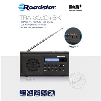 Por el contrario más torneo Radio Portátil Digital DAB/DAB+/FM, Roadstar TRA-300D+BK, Funciona a Red /  Pilas, Altavoz 8W, Alarma Dual - Radio portátil - Los mejores precios | Fnac