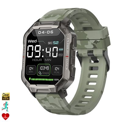 Smartwatch Dam Nx3 Modos Deportivos Monitor Cardiaco De Tensión Y De O2 Camuflaje Verde