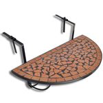 Mesa Colgante De Balcón De Mosaico Semicircular Color Terracota