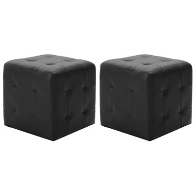 Vidaxl Negro Puf 2 Unidades Cuero Sintético 30X30x30 Cm