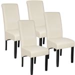 Conjunto de 4 sillas de comedor ergonómicas, Crema