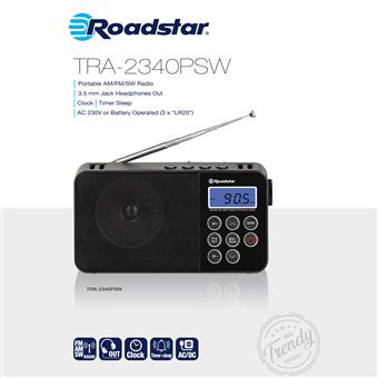 Radio Portátil Digital Multibanda AM / FM / SW, Roadstar TRA