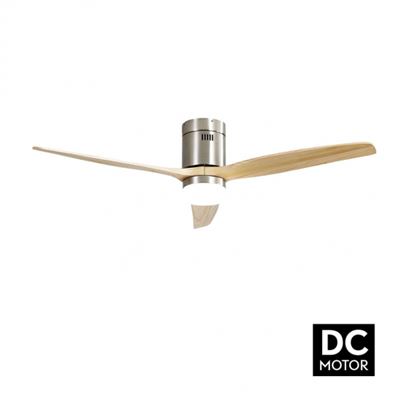 Ventilador De Techo Fabrilamp Led Aguilón Regulable Con Mando A Distancia 20w 3cct 2450lm Ip20 Níquel Y Haya