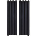 Conjunto de 2 cortinas negras oscuras con anillas metálicas, blackout 135 x 245 cm