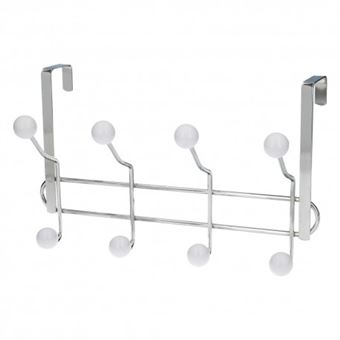 Perchero Cromado Colgante Para Puerta 4/8 Ganchos. Terminacion Blanca. - 1