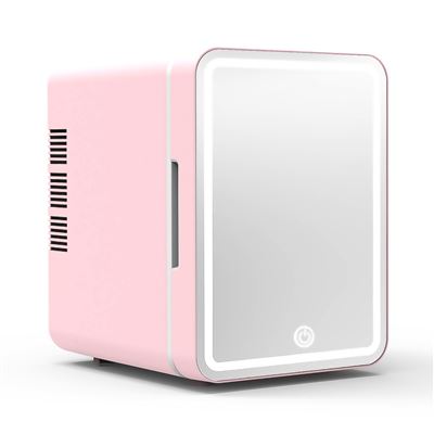 Refrigerador De Belleza Dam Mini Nevera Para Maquillaje Portátil De 6 Litros Iluminación Espejo Led Rosa