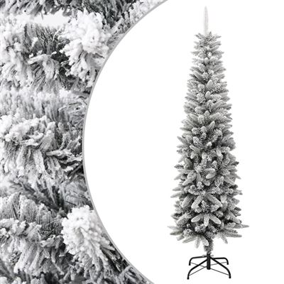 Árbol de Navidad artificial estrecho con nieve vidaXL PVC y PE 210 cm