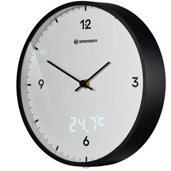 Reloj de pared Bresser indicador de temperatura en pantalla LED 24cm blanco - 1