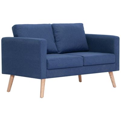 Vidaxl Azul Sofá De 2 Plazas De Tela