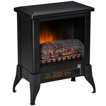 Chimenea eléctrica portátil 1800-2000W Homcom 37x22.8x45.8 cm negro