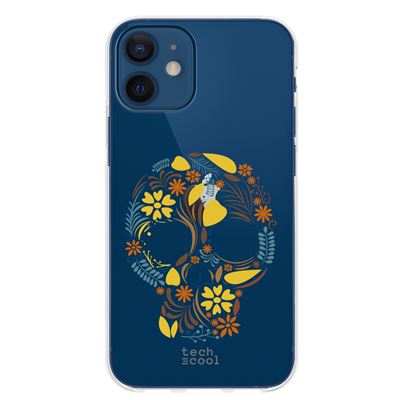 Funda de silicona Techcool para Iphone 12 Mini Diseño Calavera floral vers.1