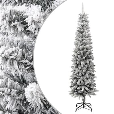 Árbol de Navidad artificial estrecho con nieve vidaXL PVC y PE 240 cm