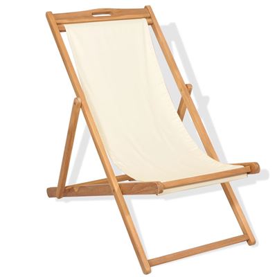 Tumbona Vidaxl, De Teca 56x105x96 Cm Crema