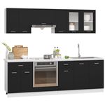 Juego de muebles de cocina vidaXL 8 piezas aglomerado negro