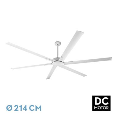 Ventilador De Techo Fabrilamp Led Almanzor Regulable Con Control Remoto 24w 3cct 2950lm Ip20 Ø214cm Blanco