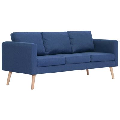 Vidaxl Azul Sofá De 3 Plazas De Tela