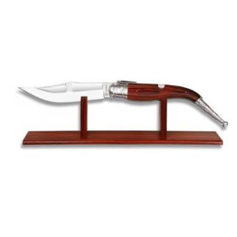 Navaja Bandolera gigante Martinez Albainox Mango stamina roja Hoja acero inox de 22 cm sistema carraca Incluye peana 04011 - 1