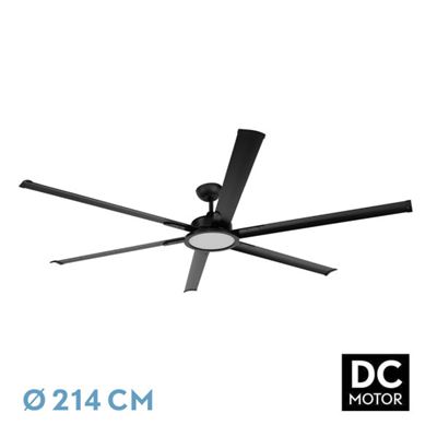 Ventilador De Techo Fabrilamp Led Almanzor Regulable Con Control Remoto 24w 3cct 2950lm Ip20 Ø214cm Negro