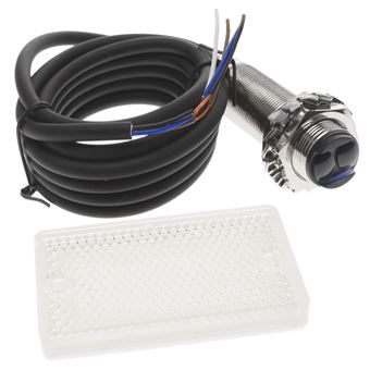 Sensor interruptor célula fotoeléctrica BeMatik PNP NO+NC 10-36VDC M18 2m reflector