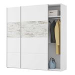 Armario 2 Puertas correderas para dormitorio o habitación modelo vintage acabado en blanco y medidas 180 cm ancho x 200 alto 60 2pc