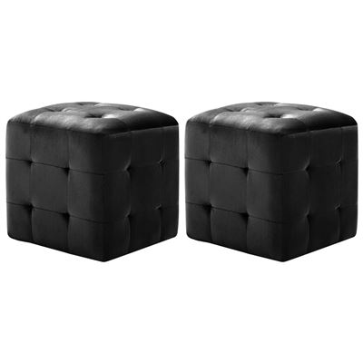 Vidaxl Negro Puf 2 Unidades Terciopelo 30X30x30cm