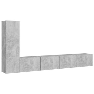 Vidaxl Gris Juego De Mueble Para Tv De 3 Piezas Aglomerado Hormigón