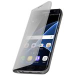 Funda Libro Efecto Espejo Plata Samsung Galaxy S7 Edge Tapa translúcida Soporte