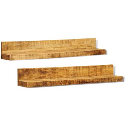 Vidaxl Conjunto De 2 Estantes De Pared De Madera Maciza