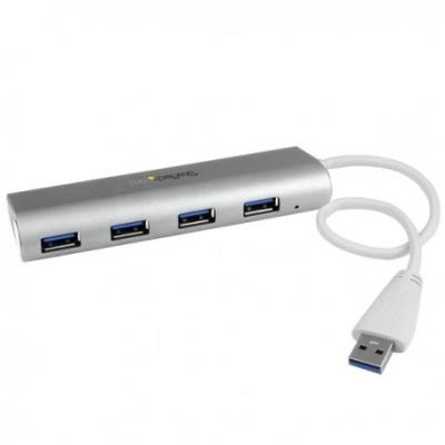 Startech.com - Concentrador Portátil Usb 3.0 De 4 Puertos - Hub Con Cable Incorporado