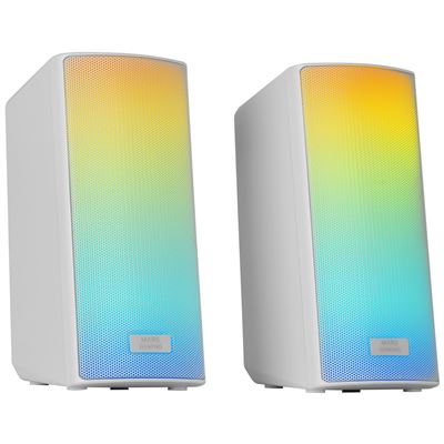 Altavoces Bluetooth 5.3 15w Rgb Mars Gaming Msrgb2, Procesador De Sonido Dsp, Frontal Total Mesh, Caja De Control, Jack De 3.5mm Y Usb, Blanco