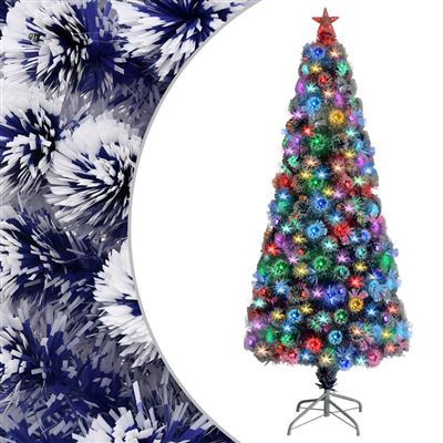 Árbol de Navidad artificial vidaXL LED fibra óptica blanco azul 180 cm