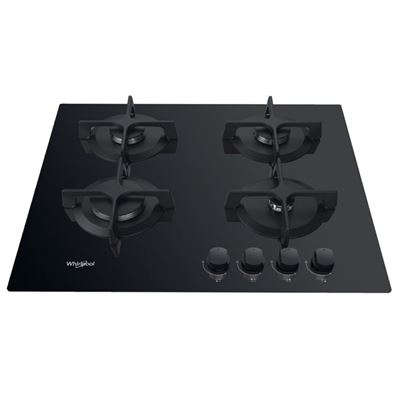 Placa De Gas Whirlpool Gob 616nb Cristal Negro 4 Fuegos
