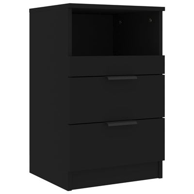 Vidaxl Negro Mesita De Noche Madera Contrachapada