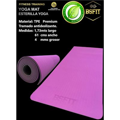 Esterilla de deporte para Yoga, Pilates, Fitness, Ecológica, Morado/Rosa