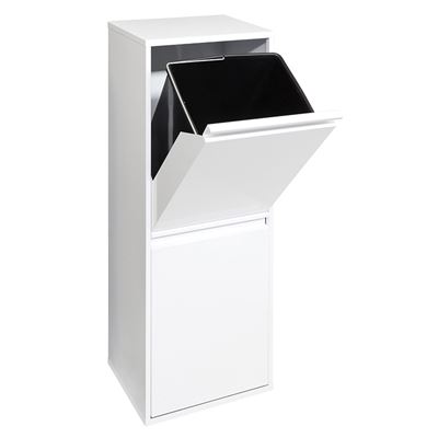 Cubo De Basura Y Reciclaje De Acero De 2 Compartimentos Arregui Basic Cr201-b, 2x17l 34l Blanco
