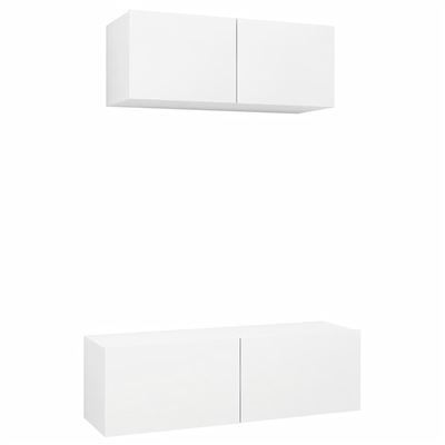 Vidaxl Blanco Juego De Mueble Para Tv De 2 Piezas Aglomerado