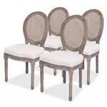 Sillas de comedor vidaXL 4 unidades tela color crema