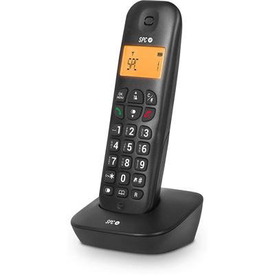 Teléfono Fijo Inalámbrico Spc Air Con Pantalla Iluminada, Identificador De Llamadas, Modo Eco - Negro