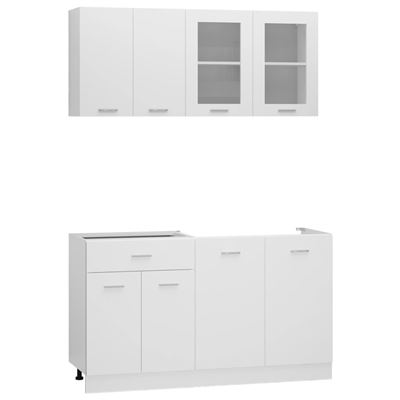 Vidaxl Blanco Juego De Muebles De Cocina 4 Piezas Aglomerado