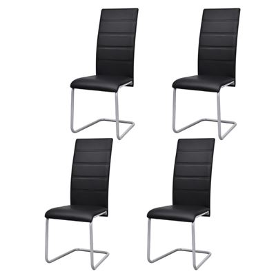 Vidaxl Negro Sillas De Comedor 4 Unidades Cuero Sintético