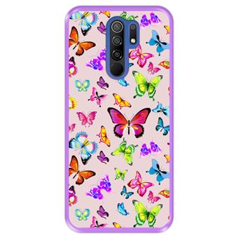 Funda Hapdey Morada para Xiaomi Redmi 9 diseño Hermosas mariposas