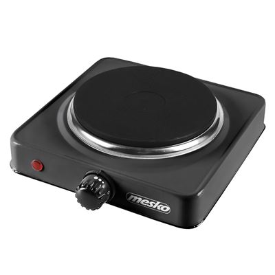 Mesko Negro Hornillo Eléctrico, Zona Cocinado 15,4 Cm, Termostato Regulación Continua, Compacto, Ideal Camping Ms6508