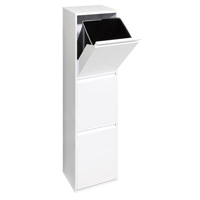 Cubo De Basura Y Reciclaje De Acero De 3 Compartimentos Arregui Basic Cr301-b, 3x17l 51l, Blanco