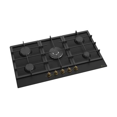 Placa Gas Solthermic 90 Bl042 5 Fuegos + Wok 90cm Negra