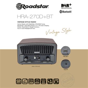 Radio Portátil Vintage, Roadstar HRA-270D+BT , Digital DAB/DAB+/FM,  Bluetooth, USB, Stereo, AUX-IN, Madera - Radio portátil - Los mejores  precios